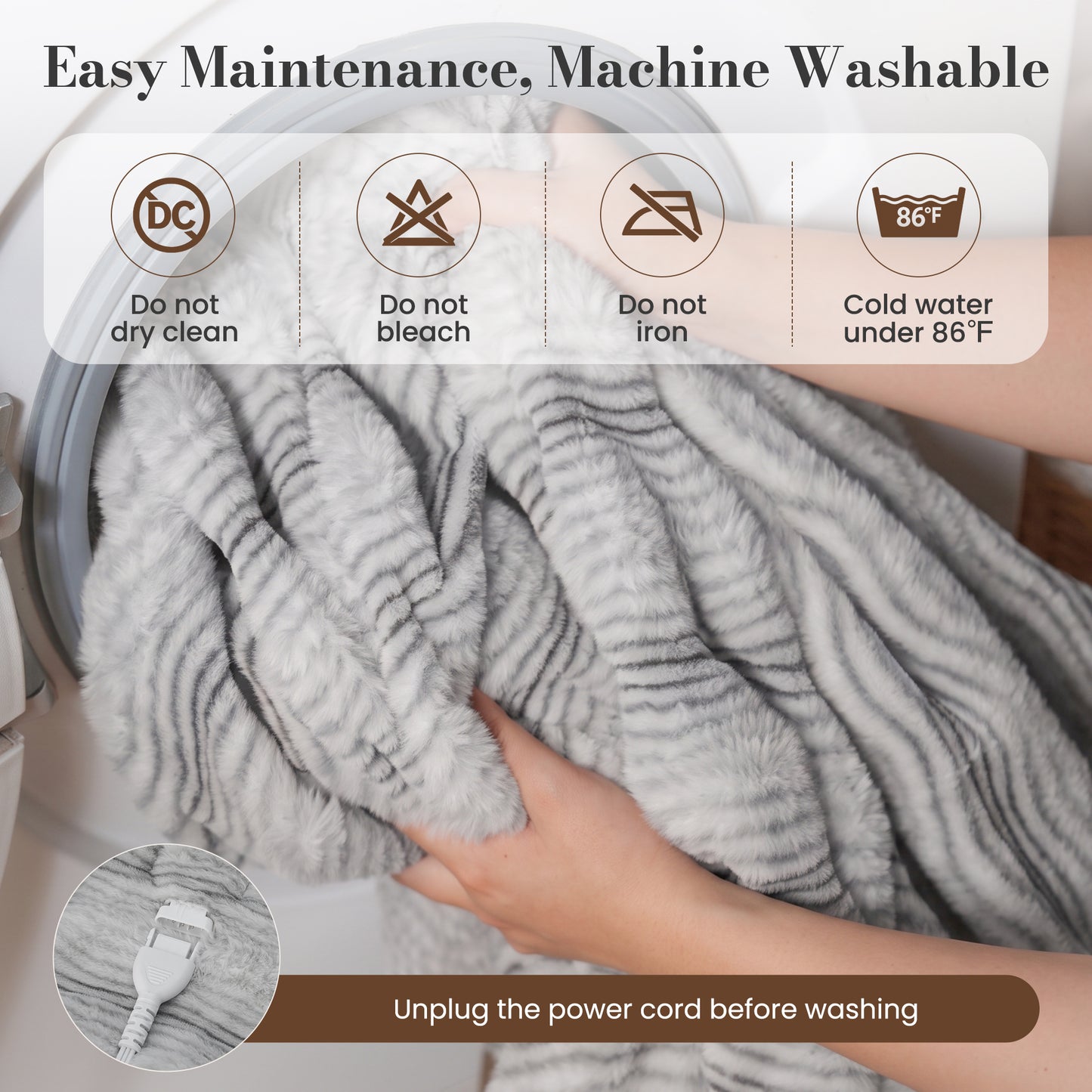 CalFancy Heated Blanket 50"x60", Luxury Faux Fur Electric Blanket with 6 Heat Levels, 1-4H Timer, ETL&FCC Certified, OEKO-TEX Fabric,Fast Heating, Machine Washable, Gray