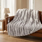 CalFancy Heated Blanket 50" x 60", Faux Fur Electric Blanket with 6 Heat Levels, 1-4 Hour Auto-Off Timer, Wave-Textured Faux Fur & Flannel, Machine Washable, Gray