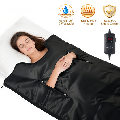 Washable Sauna Blanket for Home Use, Fast Heating Portable Sauna Blanket for Full Body with 88-158℉ Adjust, 10-60 Mins Timer, UL&FCC Certified
