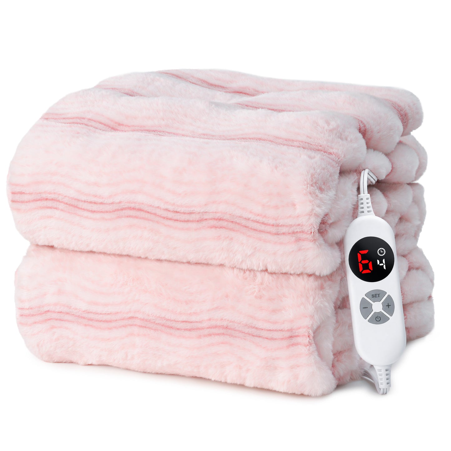 CalFancy Heated Blanket 50"x60", Luxury Faux Fur Electric Blanket with 6 Heat Levels, 1-4H Timer, ETL&FCC Certified, OEKO-TEX Fabric,Fast Heating, Machine Washable, Pink
