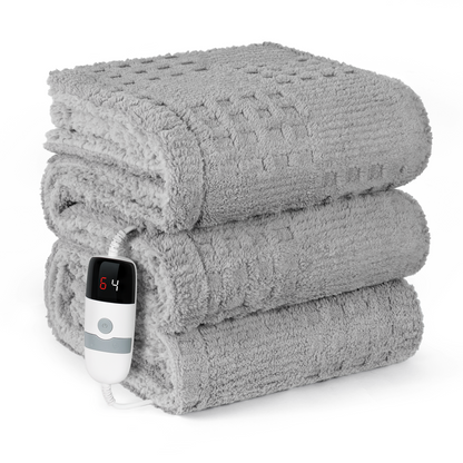 CalFancy Heated Blanket 50" x 72", XL Electric Throw Blanket with 6 Heat Levels, 1-4 Hour Auto-Off Timer, Waffle Taffeta & Sherpa, Machine Washable, Gray