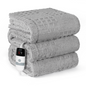 CalFancy Heated Blanket 50" x 72", XL Electric Throw Blanket with 6 Heat Levels, 1-4 Hour Auto-Off Timer, Waffle Taffeta & Sherpa, Machine Washable, Gray
