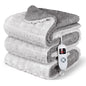 CalFancy Heated Blanket 50" x 72", XL Electric Throw Blanket with 6 Heat Levels, 1-4 Hour Auto-Off Timer, Soft Jacquard PV Fleece & Sherpa, Machine Washable, Gray