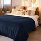 CalFancy Heated Blanket 72" x 84" with 6 Heat Settings, 10H Timer, Flannel and Shu Velveteen Full Size Electric Blanket, Fast Heating, ETL Certified, Machine Washable, Navy Blue