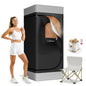 CalFancy Portable Sauna Box, 1500W Steam Sauna Box for Home Spa with 3L Steamer, 9 Steam Levels, 99 Min Timer, 17.7" Wide Folding Chair, Easy Assembly, 70.9"x31.5"x31.5", Black