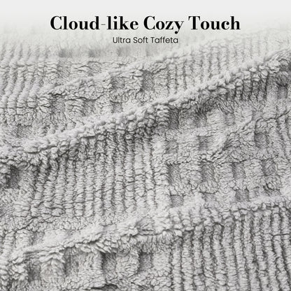 CalFancy Heated Blanket Full Size 72" x 84", Electric Blanket with 10 Heat Levels, 1-8 Hour Auto-Off Timer, Waffle Taffeta & Sherpa, Machine Washable, Gray