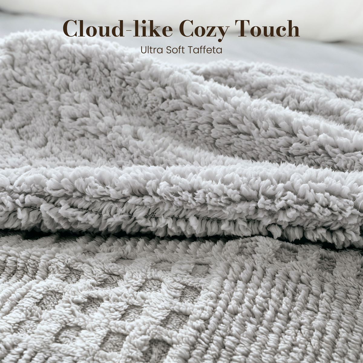 CalFancy Heated Blanket 50" x 72", XL Electric Throw Blanket with 6 Heat Levels, 1-4 Hour Auto-Off Timer, Waffle Taffeta & Sherpa, Machine Washable, Gray