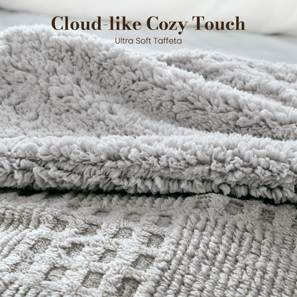 CalFancy Heated Blanket 50" x 72", XL Electric Throw Blanket with 6 Heat Levels, 1-4 Hour Auto-Off Timer, Waffle Taffeta & Sherpa, Machine Washable, Gray