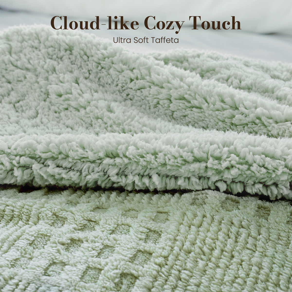 CalFancy Heated Blanket 50" x 72", XL Electric Throw Blanket with 6 Heat Levels, 1-4 Hour Auto-Off Timer, Waffle Taffeta & Sherpa, Machine Washable, Sage Green