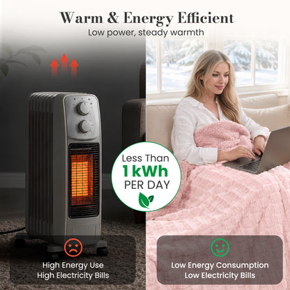 CalFancy Heated Blanket 50" x 72", XL Electric Throw Blanket with 6 Heat Levels, 1-4 Hour Auto-Off Timer, Soft Jacquard PV Fleece & Sherpa, Machine Washable, Pink