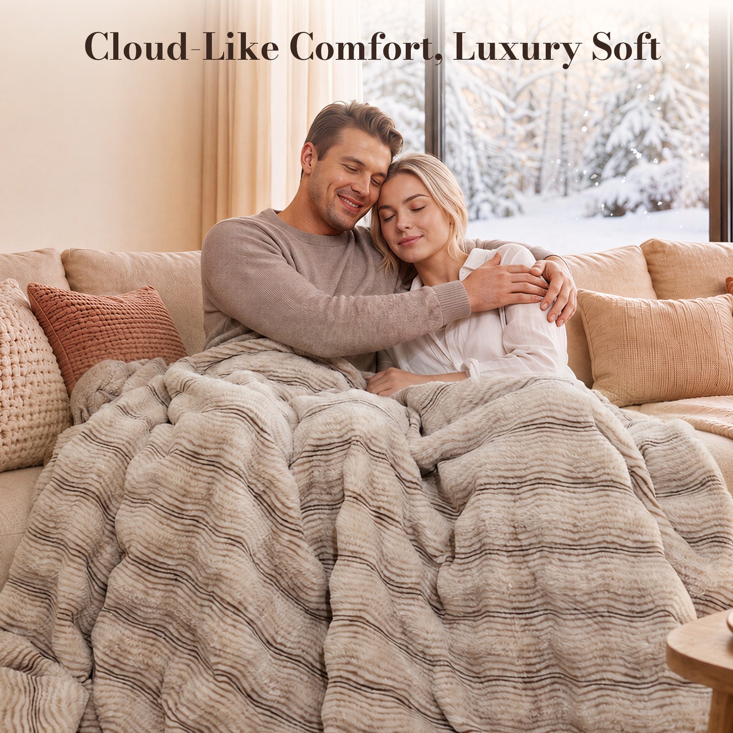 CalFancy Heated Blanket Queen Size 84" x 90", Soft Faux Fur Electric Blanket with Dual Controller, Fast Heating, 6 Heat Settings, 1-10 Hour Timer, ETL & FCC Certified, OEKO-TEX Fabric, Brown
