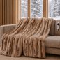 CalFancy Heated Blanket 50" x 60", Faux Fur Electric Blanket with 6 Heat Levels, 1-4 Hour Timer, OEKO-TEX Fabric, Machine Washable Cozy Blanket, Brown