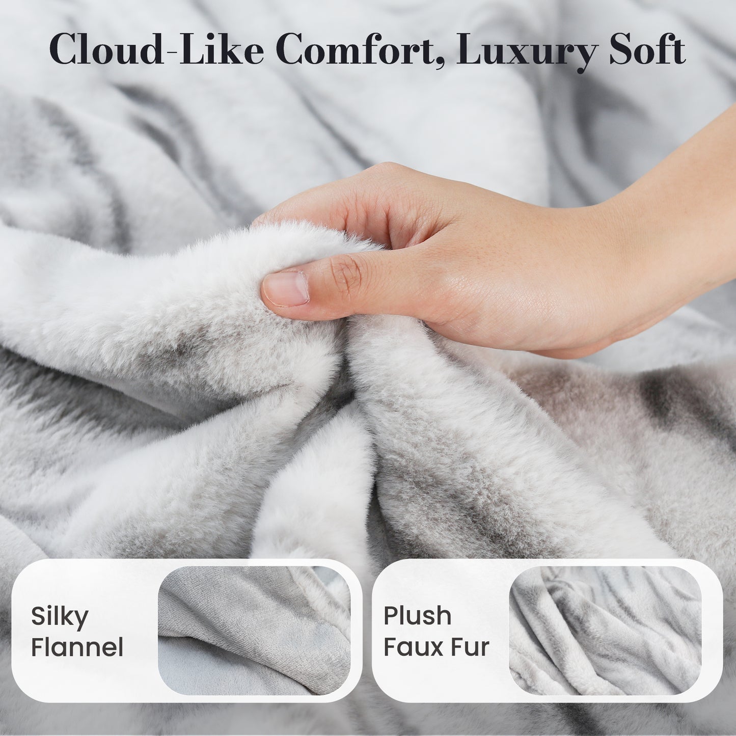 CalFancy Heated Throw Blanket 50" x 60", Faux Fur Electric Blanket with 6 Heat Levels, 1-4 Hour Timer, Overheat Protection, Machine Washable Cozy Blanket, Gray