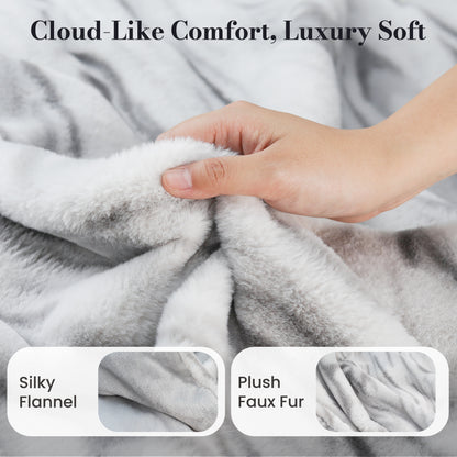 CalFancy Heated Throw Blanket 50" x 60", Faux Fur Electric Blanket with 6 Heat Levels, 1-4 Hour Timer, Overheat Protection, Machine Washable Cozy Blanket, Gray