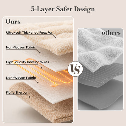 CalFancy Heated Blanket 72" x 84", Soft Faux Fur Full Size Electric Blanket with 6 Heat Settings, 10H Timer, ETL Certified, Machine Washable, Beige