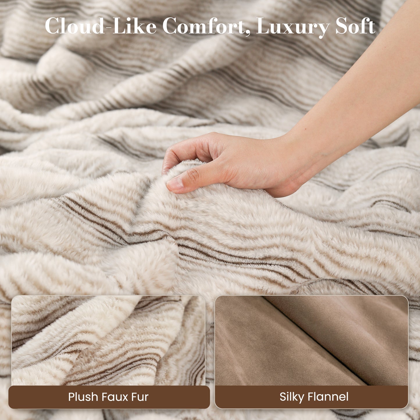 CalFancy Heated Blanket 50"x60", Luxury Faux Fur Electric Blanket with 6 Heat Levels, 1-4H Timer, ETL&FCC Certified, OEKO-TEX Fabric,Fast Heating, Machine Washable, Brown