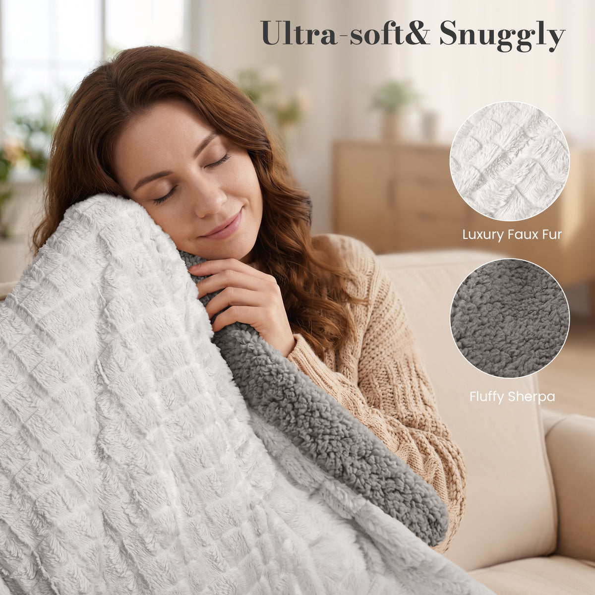 CalFancy Heated Blanket Full Size 72" x 84", Electric Blanket with 6 Heat Levels, 1-10 Hour Auto-Off Timer, Jacquard PV Fleece & Sherpa, Machine Washable, Gray