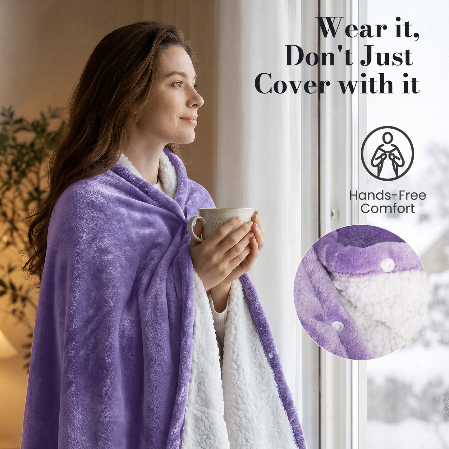Calfancy Heated Blanket 50"×72", Oversized Electric Blanket with 6 Heat Levels, 4H Timer, ETL & FCC Certified, Fast Heating, OEKO-TEX Fabric, Purple