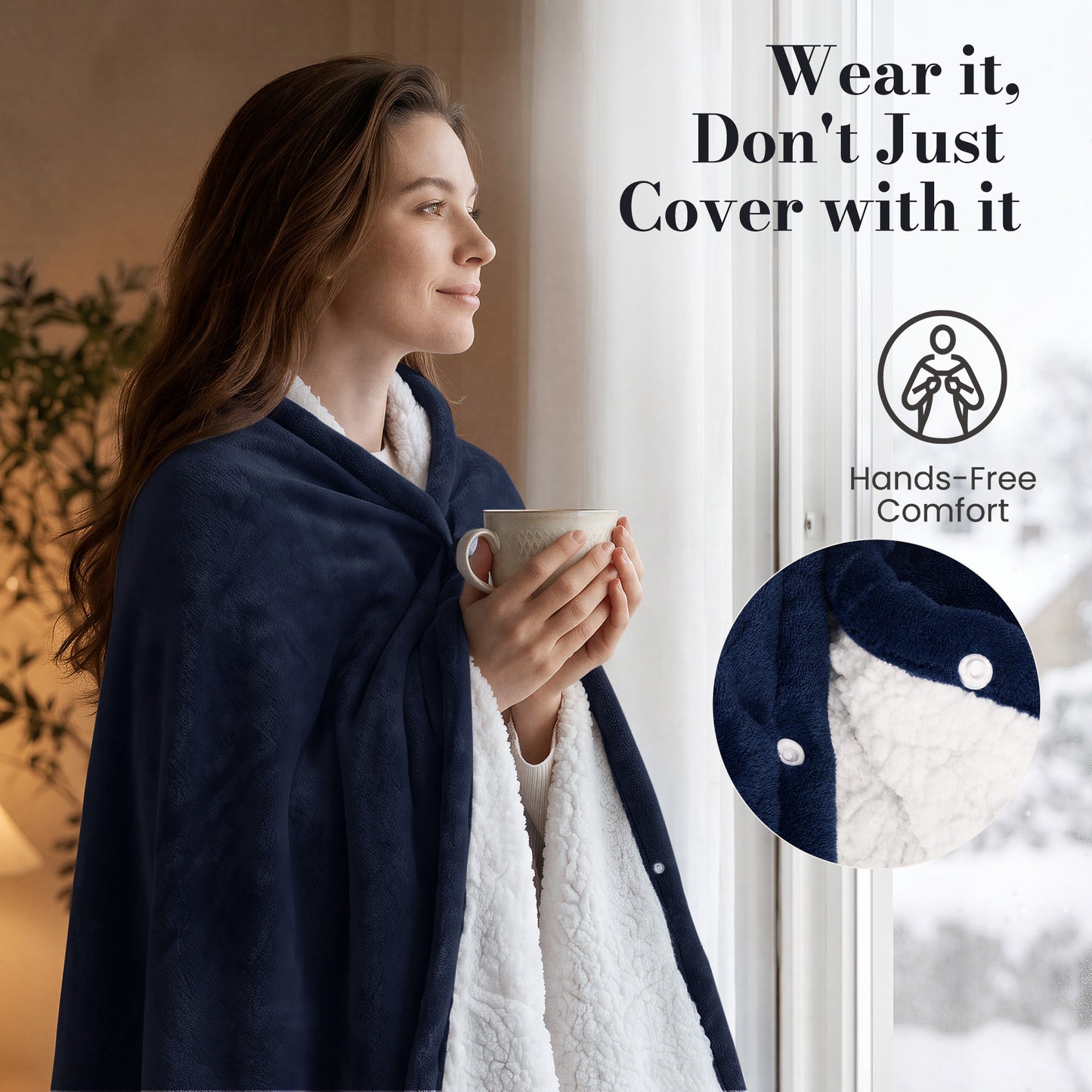 Calfancy Heated Blanket 50"×72", XL Electric Blanket with 6 Heat Levels, 4H Timer, ETL & FCC Certified, Fast Heating, OEKO-TEX Fabric, Navy Blue