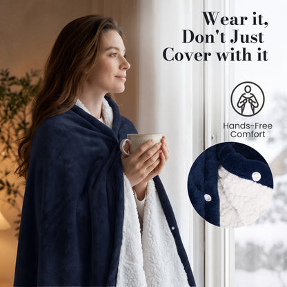 Calfancy Heated Blanket 50"×72", XL Electric Blanket with 6 Heat Levels, 4H Timer, ETL & FCC Certified, Fast Heating, OEKO-TEX Fabric, Navy Blue