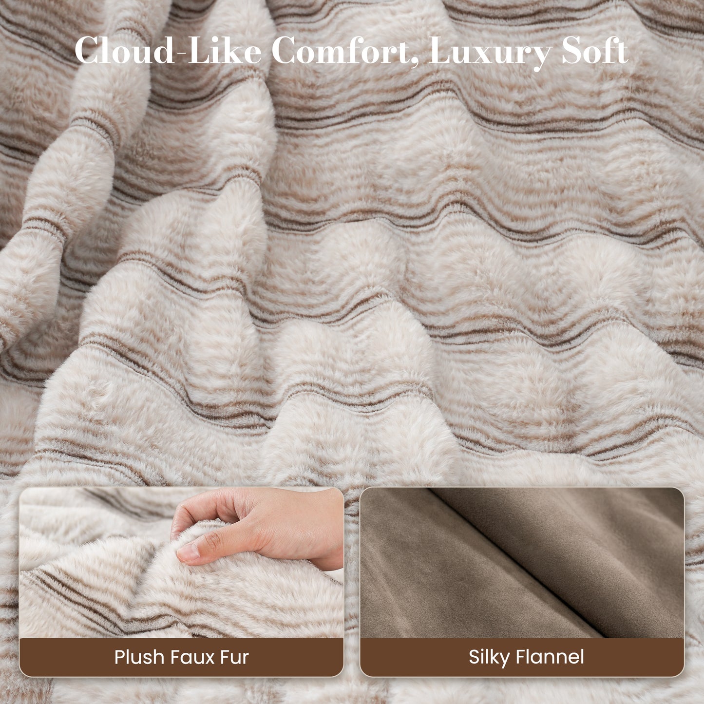 CalFancy Heated Blanket Full Size 72" x 84", Soft Faux Fur Electric Blanket with Fast Heating, 6 Heat Settings, 1-10 Hour Timer, ETL & FCC Certified, OEKO-TEX Fabric, Brown