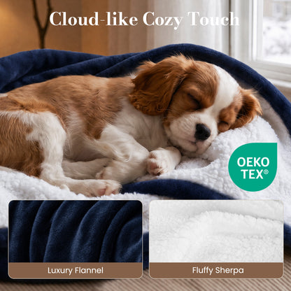 Calfancy Heated Blanket 50"×72", XL Electric Blanket with 6 Heat Levels, 4H Timer, ETL & FCC Certified, Fast Heating, OEKO-TEX Fabric, Navy Blue