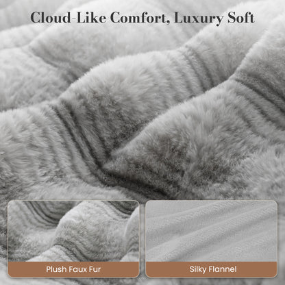 CalFancy Heated Blanket 50"x60", Luxury Faux Fur Electric Blanket with 6 Heat Levels, 1-4H Timer, ETL&FCC Certified, OEKO-TEX Fabric,Fast Heating, Machine Washable, Gray