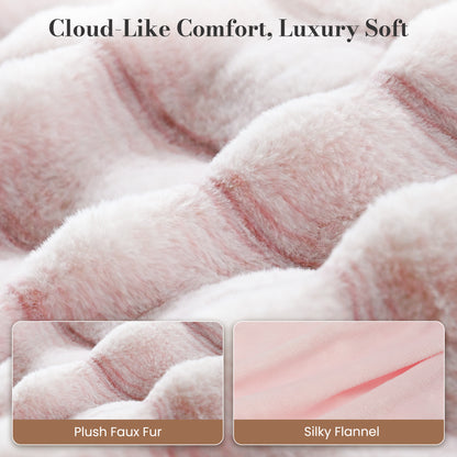 CalFancy Heated Blanket 50"x60", Luxury Faux Fur Electric Blanket with 6 Heat Levels, 1-4H Timer, ETL&FCC Certified, OEKO-TEX Fabric,Fast Heating, Machine Washable, Pink
