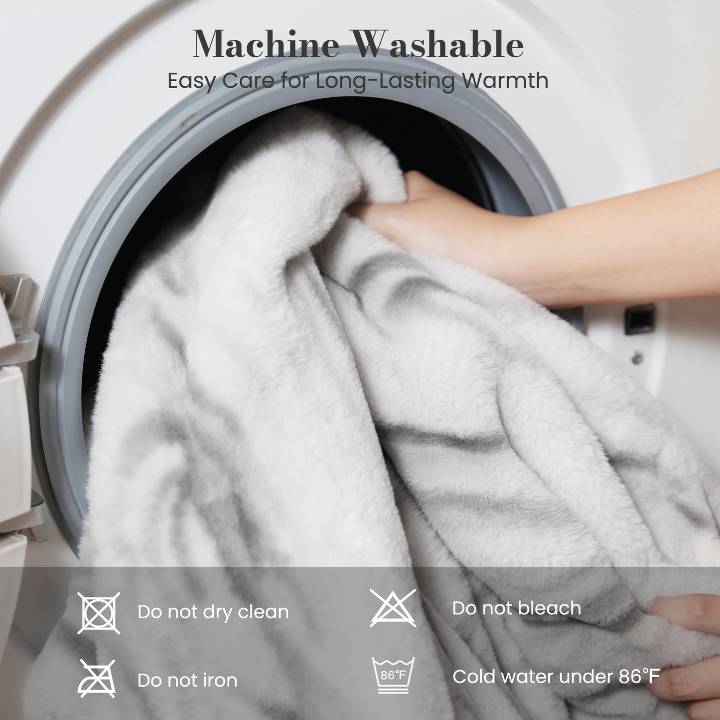 CalFancy Heated Throw Blanket 50" x 60", Faux Fur Electric Blanket with 6 Heat Levels, 1-4 Hour Timer, Overheat Protection, Machine Washable Cozy Blanket, Gray