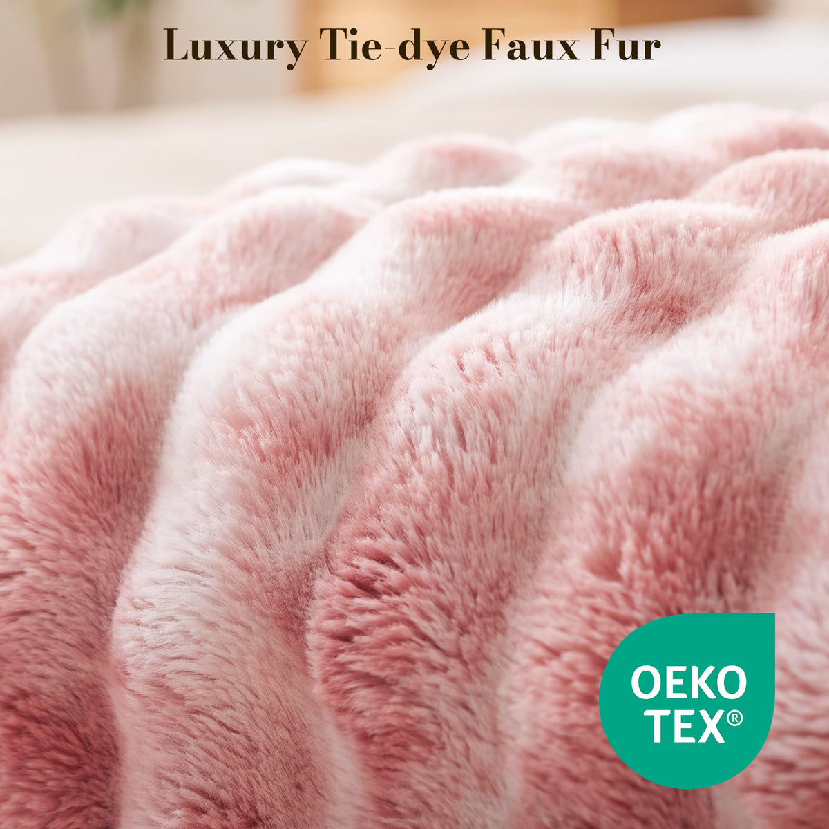 CalFancy Heated Blanket 50" x 60", Luxury Faux Fur Electric Blanket with Bubble Texture, 6 Heat Settings, 4H Timer, Machine Washable, Tie Dye Pink