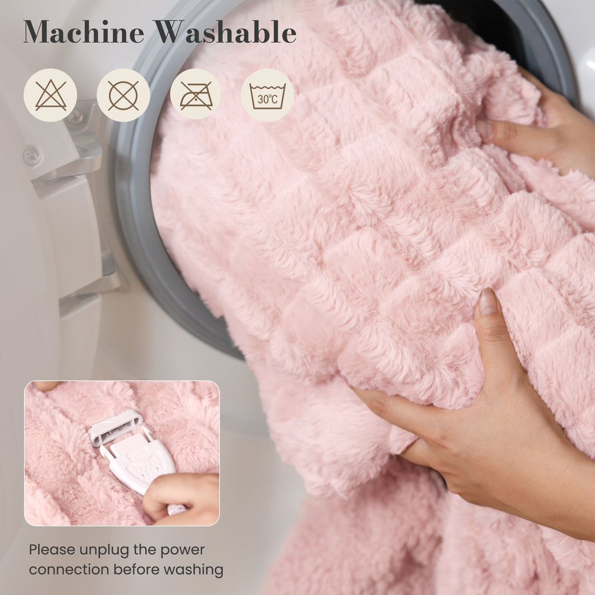 CalFancy Heated Blanket 50" x 72", XL Electric Throw Blanket with 6 Heat Levels, 1-4 Hour Auto-Off Timer, Soft Jacquard PV Fleece & Sherpa, Machine Washable, Pink