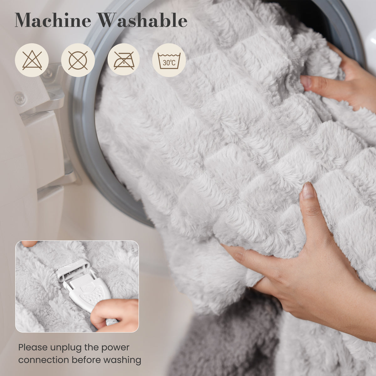 CalFancy Heated Blanket Full Size 72" x 84", Electric Blanket with 6 Heat Levels, 1-10 Hour Auto-Off Timer, Jacquard PV Fleece & Sherpa, Machine Washable, Gray