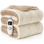 CalFancy Heated Blanket 50" x 60", Luxury Faux Fur Electric Blanket with 6 Heat Settings, 4H Timer, OEKO-TEX Fabric, Fast Heating & Machine Washable, Beige
