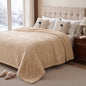 CalFancy Heated Blanket Queen Size, 84"x90" Electric Blanket with Dual Controllers, Ultra Soft Taffeta & Sherpa, Waffle Texture Design, 10 Heat Levels, 8H Timer, ETL&FCC Certified, Light Brown