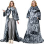 CalFancy Wearable Heated Blanket with Sleeves, Hood and Foot Pockets, 50" x 70" Faux Fur Sherpa Electric Blanket, 10 Heat Levels, 8H Timer, Fast Heating, Machine Washable, Tie-Dye Gray