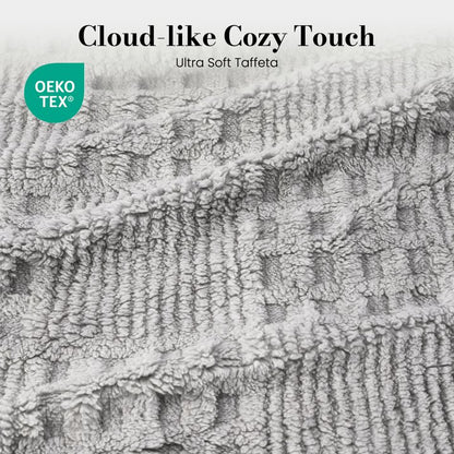 CalFancy Heated Blanket 50"x72", Oversized Electric Blanket with Ultra Soft Taffeta & Sherpa, Waffle Texture Design, 6 Heat Levels, 4H Timer, ETL&FCC Certified, OEKO-TEX Fabric, Gray