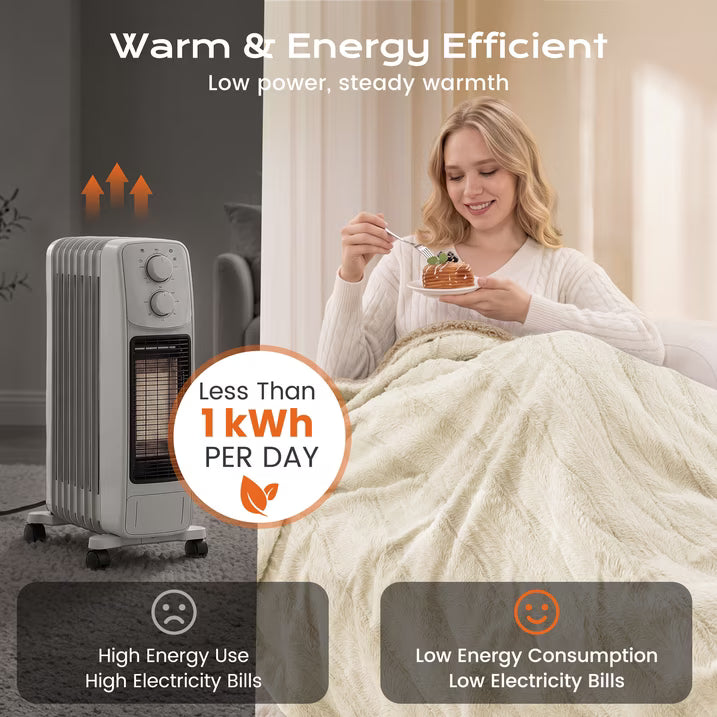 CalFancy Heated Blanket 50" x 60", Luxury Faux Fur Electric Blanket with 6 Heat Settings, 4H Timer, OEKO-TEX Fabric, Fast Heating & Machine Washable, Beige